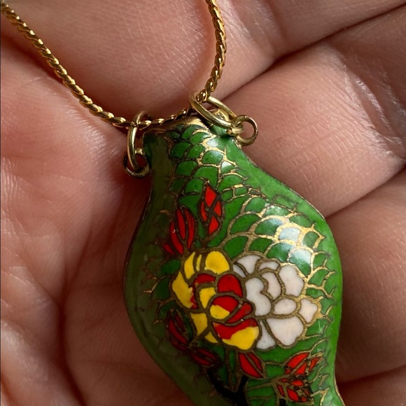 Rare Antique Cloisonne Perfume Bottle Pendant Hand Crafted - Picture 3 of 5